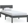 vidaXL Letto in legno massiccio pino grigio 90x190 cm