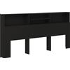 vidaXL Testiera con ripiani nera 220x19x103,5 cm
