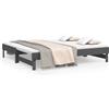 vidaXL Letto da giorno allungabile grigio 2x(90x190) cm in legno di pino massiccio