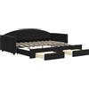 vidaXL Divano letto estraibile con cassetti Nero 90x190 cm Velluto