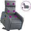 vidaXL Poltrona per massaggi con ausilio per la posizione eretta elettrica in Pelle finta grigia