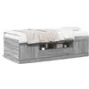 vidaXL Letto da giorno con cassetti grigio Sonoma 100x200 cm in materiale ligneo