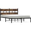vidaXL Letto in metallo senza materasso rovere fumé 140x190 cm