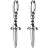 HZMAN Orecchini pendenti a forma di spada medievale per uomo e donna in acciaio inossidabile Hip Hop Gothic Retro Dagger Hoop orecchini gioielli regalo