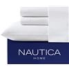 Nautica - Set di Lenzuola per Letto Matrimoniale XL, in Percalle di Cotone, Fresco e Fresco, Essenziale per Camera da Letto (Bianco, Matrimoniale XL)