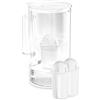 Wessper Caraffa Filtrante vetro 2L, indicatore LED, 2 filtro classic Bianco | caraffa vetro con filtro acqua potabile, senza BPA, brocca acqua filtrante classic carboni attivo