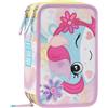 Franco Cosimo Panini MOFU MOFU - Astuccio Scuola Ufficiale Mofu Mofu, Astuccio 3 Scomparti Bambina e Bambino con Set Cancelleria, Penne Cancellabili blu e rossa, e Pratica Chiusura a Zip, 20x13Hx7 cm, Unicorno