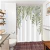 Uiiooazy Tenda Doccia Antimffa, Tenda da Doccia 150x180cm Verde Salvia Eucalipto Foglie Blu Verdi Tende da Bagno Tessuto Lavabile Impermeabile Poliestere Tende per Vasca da Bagno con 10 Anelli