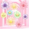 IHLOOTD 9 Pezzi Fiori di Carta per Decorazioni Margherita Fiori Carta Crespa da Appendere Pompom Carta Velina Decorazione per Compleanno, Matrimoni, Baby Shower, Feste in Fiardino