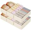 DIMJ Organizer Cassetti, Organizzatore Cassetti, in tessuto, Divisori per Cassetti, Organizer Fasciatoio per Neonati, per Calze, Biancheria Intima, 8 Pezzi, Beige