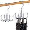Aurobest 2 Pezzi Portacravatte Metallo Multifunzionale,360 Gradi Portacinture Rotazione, Organizer Ganci Cravatta Girevole, Appendiabiti Armadio Salvaspazio per Calzini,Cintura,Reggiseno,Borsa,Sciarpe(Argento)
