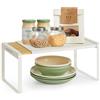 SONGMICS HOME Scaffale Portaspezie, Estensibile, Organizzatore da Cucina, Scaffale da Cucina, Impilabile, Organizzatore da Tavolo, Scarpiera, Beige Naturale e Bianco Crema KCS052W01