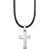 s.Oliver Collana con Ciondolo in Acciaio inox Collana per bambini in pelle, 40+3 cm, Argento, croce, Viene fornita in confezione regalo per gioielli