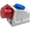 Meister Presa combinata CEE, a 5 poli, colore rosso, 400 V, 16 A, sezione massima del cavo 2,5 mm² (fili flessibili) e 4,0 mm² (fili rigidi), IP44 esterni/presa da parete CEE, 7424060, 18,5 x 12,5 x 8