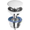 Cornat Valvola di scarico per lavabo, 1 1/4, Ø 66 mm, con funzione push-open, valvola pop-up, scarico lavandino, colore: bianco lucido
