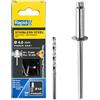 Rapid Scatola da 50 Rivetti in Acciaio Inossidabile da Ø4 x 14 mm, Adatti a Fissare Parafanghi, Coperture in Metallo e Plastica, Segnaletica e Lamiere, Include una Punta per il Trapano (5000395)
