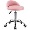 KKTONER Sgabello Rotondo in Pelle PU con Schienale Regolabile Regolabile in Altezza Sedia da Lavoro Girevole con Ruote Spa (Rosa)