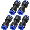 PATIKIL Connettori a Spinta 10mm, 5Pz Raccordi Plastica per Tubo Aria, Connettori Pneumatici a Sgancio Rapido, Raccordo Dritto a Due Vie per Tubo, Blu