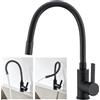 Auralum Rubinetto Lavello Cucina, Rubinetto Cucina Nero con Beccuccio Flessibile, Miscelatore Cucina Girevole a 360°, Monocomando da Alta Pressione, Acciaio Inossidabile