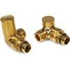 LavaTap Coppia di valvole per termosifone in ottone spazzolato, ad angolo dritto, 15 mm, tradizionali valvole per portasciugamani (angolare)