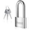 KAWAHA 41/50LKD-3SK - Lucchetto ad arco lungo 50 mm, ad alta sicurezza, in acciaio inossidabile, con chiave, per uso interno ed esterno (resistente, antiruggine, 50 mm, L, 3 chiavi in acciaio inox)