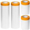 QWORK® 4 Rotoli pellicola protettiva antipolvere, 2 dimensioni 55cmx20m/150cmx20m telo plastica mascheratura con nastro adesivo, per lavori di ristrutturazione e protezione