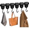 vnfsmy Gancio a S nero con passante in pelle, 6 pezzi, gancio appendiabiti in metallo in acciaio inox, gancio a S, in pelle, nero, da appendere per cucina, bagno, camera da letto, guardaroba e campeggio