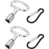 QUARKZMAN 2Pz Chiave Triangolare per Bidone Spazzatura Chiave Triangolare Metallo con Portachiavi Set Chiave Triangolare per Contatore Acqua e Elettricità Bidone Spazzatura, Argento