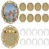 PH PandaHall Set di 10 spille cabochon da 40 x 30 mm, vintage, ovali, con lunetta vuota, per foto, con cabochon in vetro trasparente, per la creazione di gioielli, feste di nozze, Metallo