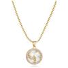 SBI Jewelry Collana zodiacale in oro da donna con pietra portafortuna costellazione Ariete Toro Gemelli Cancro Leone Vergine Bilancia Scorpione Sagittario Capricorno Acquario Pesci Compleanno