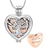 VCCWYQK Collana Albero della Vita con Ciondolo Urna a Forma di Cuore per Ceneri, Gioielli per Cremazione, Medaglione in Memoria per Uomini e Donne, Portaceneri per Persone Care, One size, Acciaio