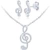 MICMIF Argento 925 Donna Set di Collana e Orecchini Chiave Di Violino, Collane Ciondolo Nota Musicale e Orecchini a Perno, Parure Gioielli Musicale con Zirconia per Fidanzata Moglie Figlia