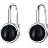 POPLYKE Orecchini in tormalina nera per le donne in argento sterling tormalina nera orecchini pendenti in tormalina nera regalo per le donne, Nessuna pietra preziosa