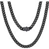 U7 Collana uomo acciaio inossidabile a catena cubana da 5mm catena cubana uomo acciaio inossidabile collana uomo placcato nero a maglia cubana miami girocollo uomo acciaio inossidabile lunghezza 46cm