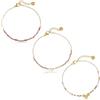 Made by Nami Bracciali Donna Set 3 Pezzi Viola - Acciaio Inossidabile Perle Vetro Cuore Dorato Impermeabile 17+3cm