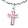 CLEVER SCHMUCK - Collana con Ciondolo a Forma di Croce, in Argento Sterling 925, Dimensioni Croce 12 cm e Lunghezza Catenina 38 cm, Colore: Rosa