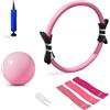 BYUSLOR Set di anelli per pilates, Magic Circle, palla da allenamento da 22,9 cm, 3 fasce di resistenza (10/20/13,6 kg), kit di attrezzature per pilates a casa e in viaggio, per tonificare, forza e