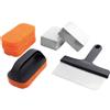 Amig - Kit 8 accessori pulizia barbecue AM22 - Raschietto 23 cm + 3 spugne in poliestere + 1 spugna in PP + 3 blocchi pulizia - Acciaio inox e polipropilene