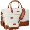 ITIEZY Borsone da viaggio da donna, borsa da viaggio con scomparto per scarpe, grande borsa da viaggio in nylon per il fine settimana, 2-beige, Large
