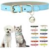PSPORT Collare per cuccioli blu con campana, collare per gattini in pelle PU con campana, morbido collare per cani di piccola taglia XXS con fibbia regolabile per cani Teacup minuscoli XXS Extra Small maschi