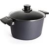 Woll - Vaso Diamond Lite Ø 24 cm, 5,0 litri con coperchio in vetro e 2 manici laterali, antiaderente in alluminio pressofuso, resistente al forno, per vetroceramica, gas, elettrico e alogeno, pentola
