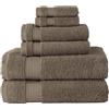 BERIBO Set di asciugamani turchi, 100% cotone (Serenity), 6 pezzi, 620 g/m² (caffè)