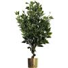Leaf Albero artificiale da interno con fioriera, materiali misti, sempreverde Ficus oro, 110 cm