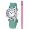 CHAOTECHY Orologio da polso analogico al quarzo per bambini, 2 pezzi, cinturino intercambiabile in tessuto, per imparare a leggere l'ora, rosa, Casual, giocoso, funzionale