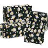 Mulaibdin 4 Pezzi Beauty Case da Viaggio, Pochette Donna Trucchi Piccola, Porta Assorbenti da Borsa, Margherita Borsa Per Cosmetici,Toilette, Floreale Makeup Bag Organizer Per Regalo (Nero)