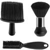 BUOSHUO Set di 3 Spazzole per Collo Barbiere Professionale - Pennelli da Barba Morbidi in Nylon Nero per Rimozione Capelli/Polvere, Accessorio Essenziale per Barber Shop e Salone Parrucchiere