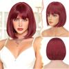 BARSDAR Corto Rossa Bob Parrucca con Frangia, Corto Bob Rossa Parrucca con Frangia per Donna 30cm Aspetto Naturale Sintetici Capelli Parrucche Halloween Festa Costumi Colorato Bobs Parrucche