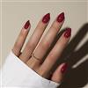 KQueenest Soft Gel Press on Nails - Sheer Borgogna unghie da incollare a mandorla, tinta unita, rosso scuro, finte unghie finte con colla, lucide, naturali, set da 30 pezzi