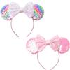 DRESHOW 2 Pezzi Cerchietto con Orecchie da Topo Fasce Orecchie da Topo Cerchietti Carnevale per Donna per Capelli Belle Orecchie da Topo Copricapo Decorazioni