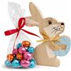 OTHERWISETRIVIAL Coniglio Decorativo in Legno 14 cm con Ovetti di Cioccolato Assortiti 100g, Set Regalo Pasquale (AZZURRO)